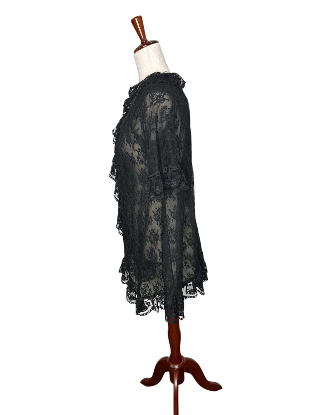 Vintage Radcliff Black Lace Kimono Robe Whimsygoth. Intimates. Fairy. Sheer. S - Picture 7 of 16